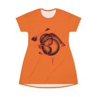 All Over Print T-Shirt Dress orange