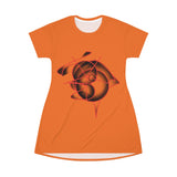 All Over Print T-Shirt Dress orange