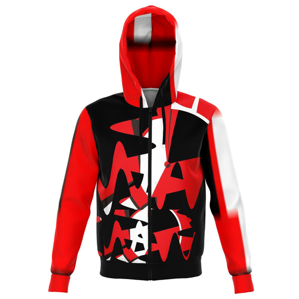 hoodie with zip black and red