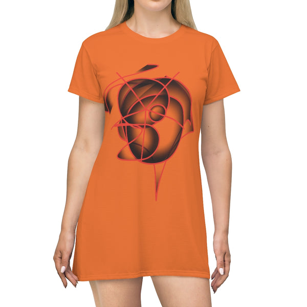All Over Print T-Shirt Dress orange