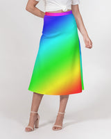 Women's A-Line Midi Skirt rainbow