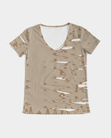 camell Women's V-Neck Tee