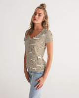 camell Women's V-Neck Tee