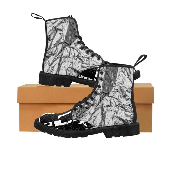 Men's Canvas Boots silver with black