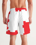 white and red men's swimsuite Men's Swim Trunk