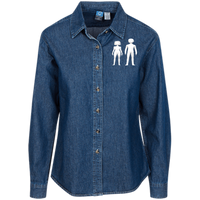 man and woman LSP10 Port Authority Women's LS Denim Shirt