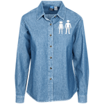 man and woman LSP10 Port Authority Women's LS Denim Shirt