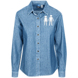 man and woman LSP10 Port Authority Women's LS Denim Shirt