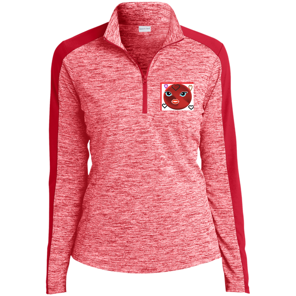 embroidery8 LST397 Ladies' Electric Heather Colorblock 1/4-Zip Pullover