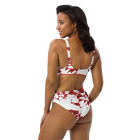 high-waisted bikini spot red