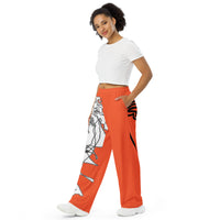 All-over print unisex wide-leg pants orange