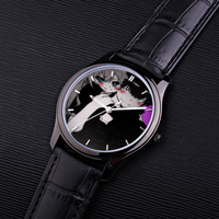 30 Meters Waterproof Quartz Fashion Watch With Black Genuine Leather Band