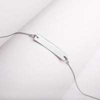 Engraved Silver Bar Chain Necklace