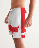 white and red men's swimsuite Men's Swim Trunk