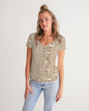 camell Women's V-Neck Tee